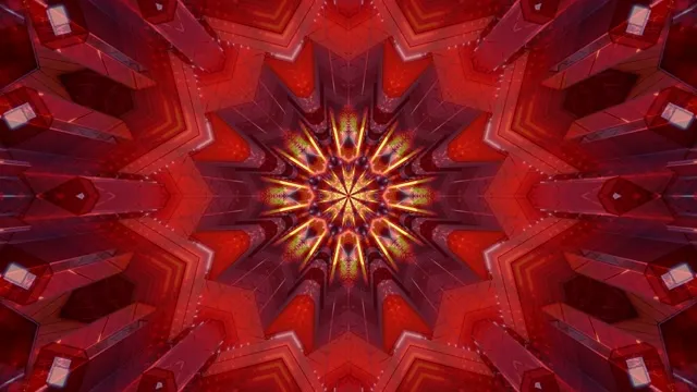 4K UHD 60FPS Red Gold Kaleidoscope Mandala VJ Loop