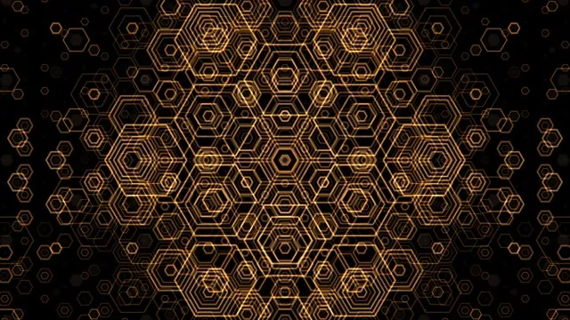 10 hours 4K UHD 60fps Screensaver | Golden Hexagon VJ Loop Motion