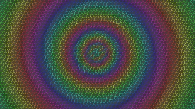 4K UHD 60fps Screensaver | Neon Hexagon Vj Loop Pulsing Magenta Cyan Gold