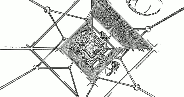 Абстрактний неоновий тунель з геометричними узорами діамантів у відтінках сірого та білого, створює 3D перспективу VJ петлі рухомого фону