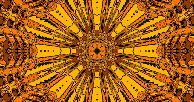 4k uhd 60fps screensaver neon tunnel golden kaleidoscope vj loop