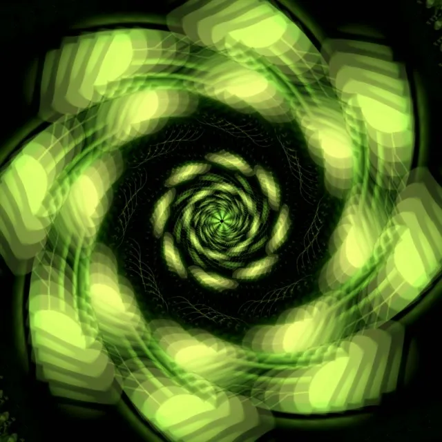1:1 Square 60fps screensaver neon tunnel green mandala vj animation