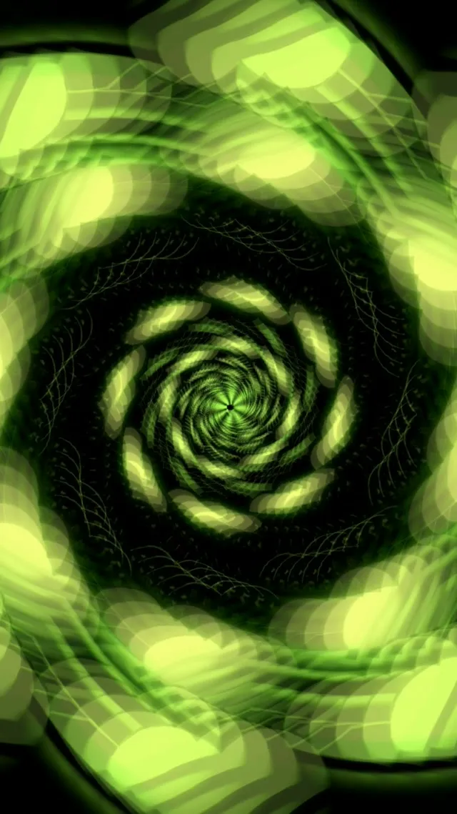 9:16 Reels 60fps screensaver neon tunnel glowing green vortex vj loop