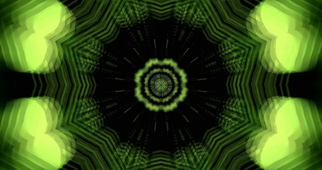 4k uhd 60fps screensaver neon tunnel green vj loop kaleidoscope