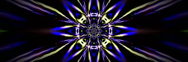 neon tunnel 3:1 triple wide 60fps screensaver vj loop cyan geometric crown