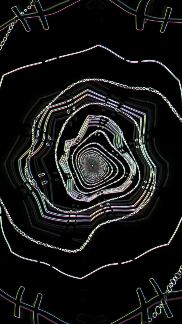 neon tunnel 9:16 reels 60fps screensaver pulsating geometric vortex vj loop