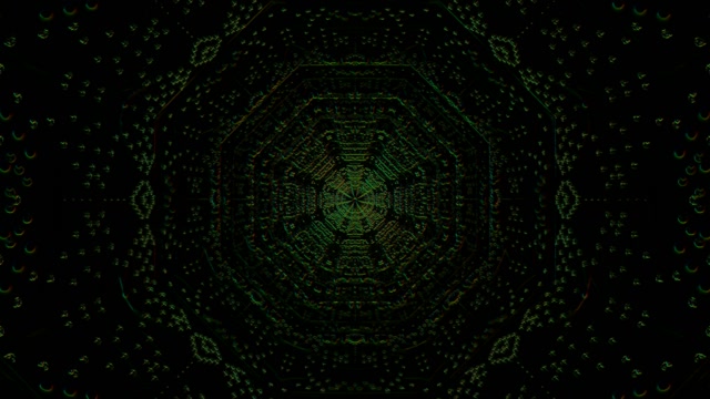 Green Hexagon Tunnel VJ Loop 4K 60fps | Dark Neon Screensaver Loop