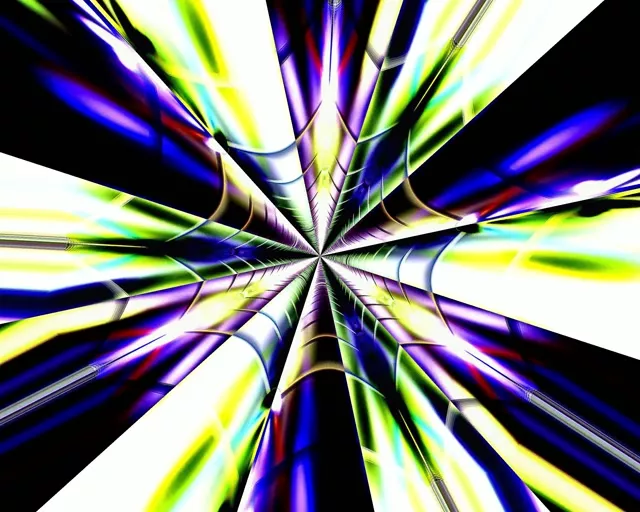 5:4 industrial 60fps neon tunnel screensaver metallic rainbow burst vj loop