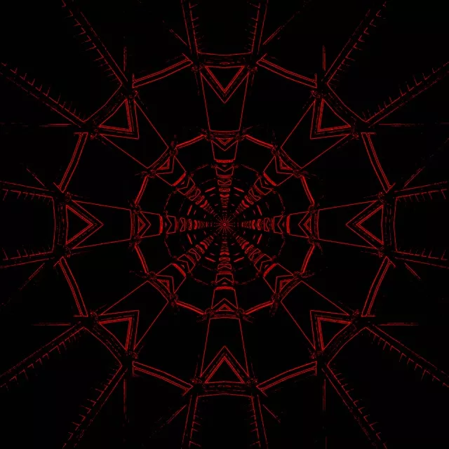 1:1 square 60fps neon tunnel red geometric mandala screensaver loop