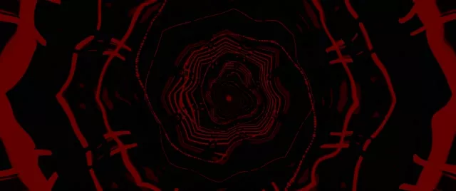 2.39:1 cinemascope 60fps neon tunnel red crown kaleidoscope screensaver loop