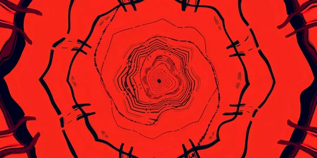 2:1 univisium neon tunnel 60fps screensaver red octagon vj animation