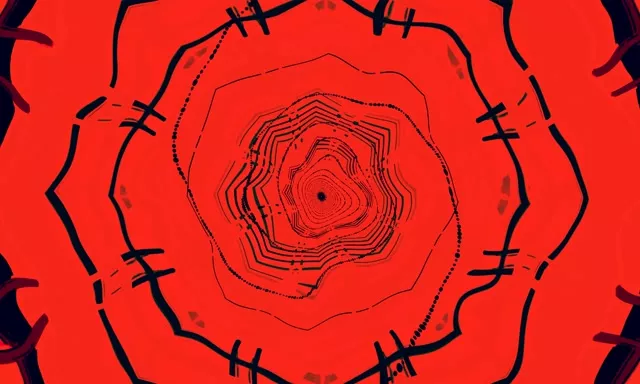5:3 wide neon tunnel 60fps screensaver red kaleidoscope motion background