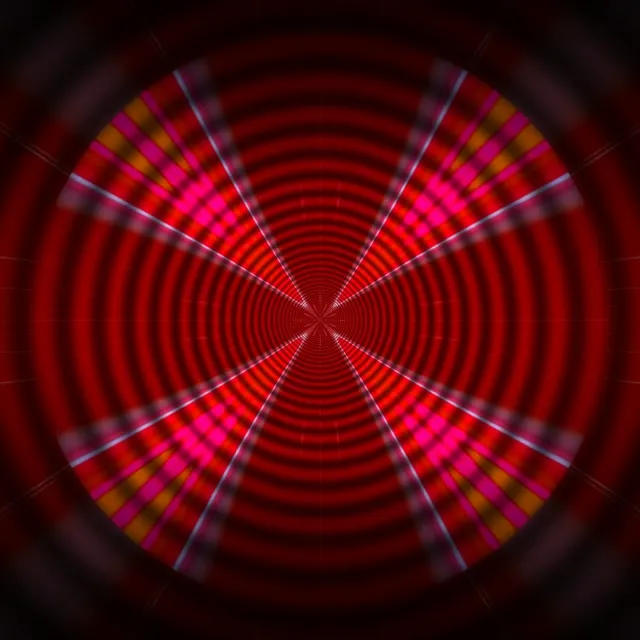 neon tunnel 1:1 square 60fps screensaver pulsating red mandala vj