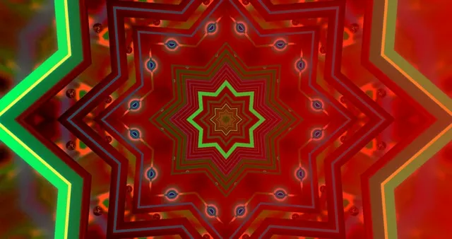 4K Uhd 60Fps Screensaver Neon Tunnel Red Star Kaleidoscope Vj Loop Windows 11