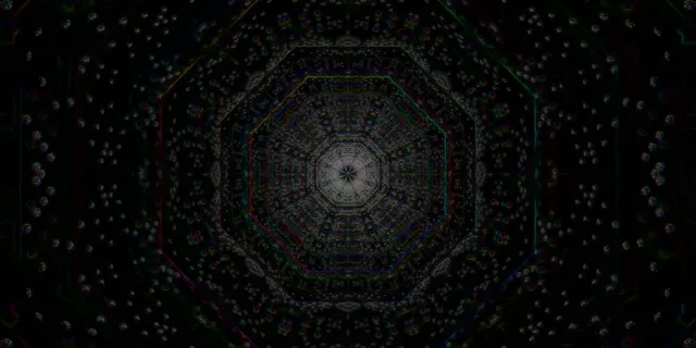 neon tunnel 2:1 univisium 60fps screensaver spiraling cyan diamond vj loop