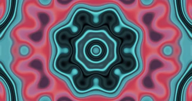 4k uhd 60fps screensaver neon tunnel vj loop cyan red kaleidoscope
