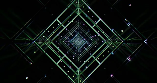 4k uhd 60fps screensaver neon tunnel vj loop green diamond vortex