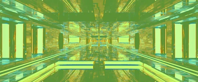 neon tunnel 2.39:1 cinemascope 60fps screensaver vj loop green geometry