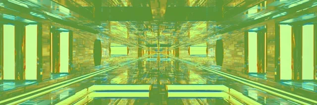 neon tunnel 3:1 triple wide 60fps screensaver vj animation yellow vortex