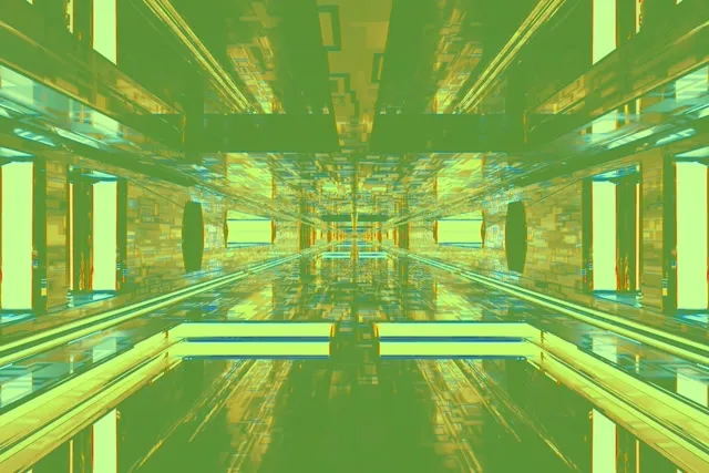 neon tunnel 3:2 surface 60fps screensaver vj animation cyan gold vortex