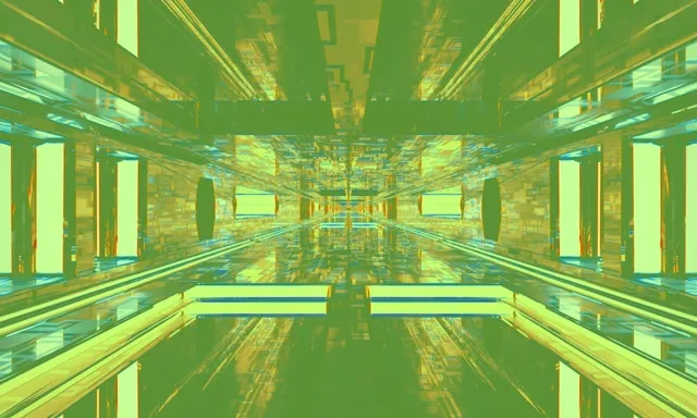 neon tunnel 5:3 wide 60fps screensaver motion background gold kaleidoscope