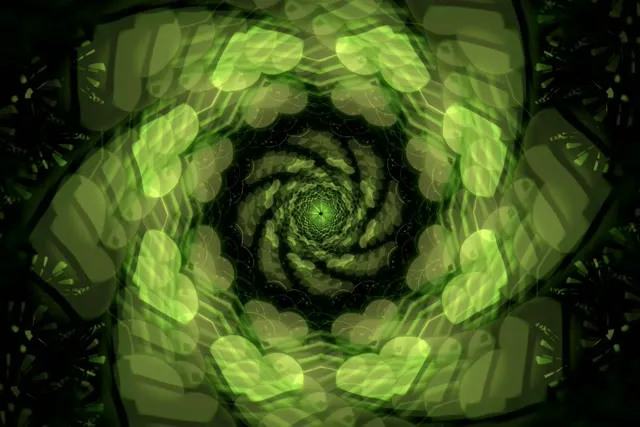 3:2 surface 60fps neon tunnel screensaver motion background green symmetrical design