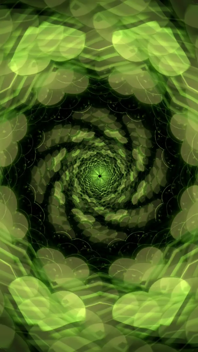9:16 reels 60fps neon tunnel screensaver motion background green symmetrical vortex