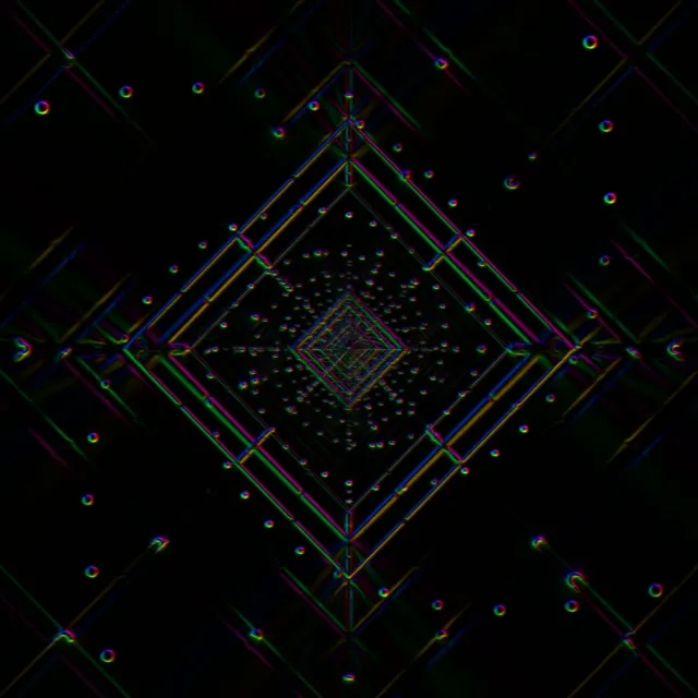 neon tunnel 1:1 square 60fps screensaver vj loop colorful symmetrical mandala corridor tunnel