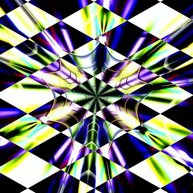 neon tunnel 1:1 square 60fps screensaver motion background multicolor star mandala