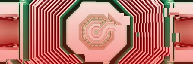 neon tunnel 3:1 triple wide 60fps screensaver motion background octagon pink