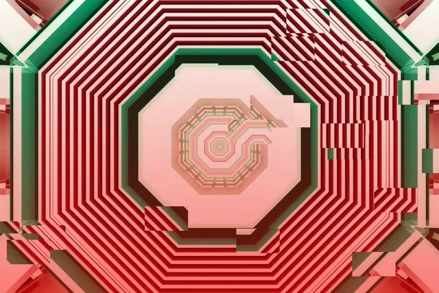 neon tunnel 3:2 surface 60fps screensaver motion background pink kaleidoscope