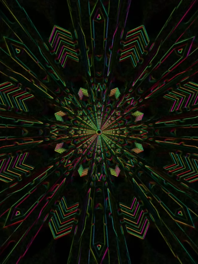 neon tunnel magenta flower 3:4 ipad portrait 60fps screensaver vj loop