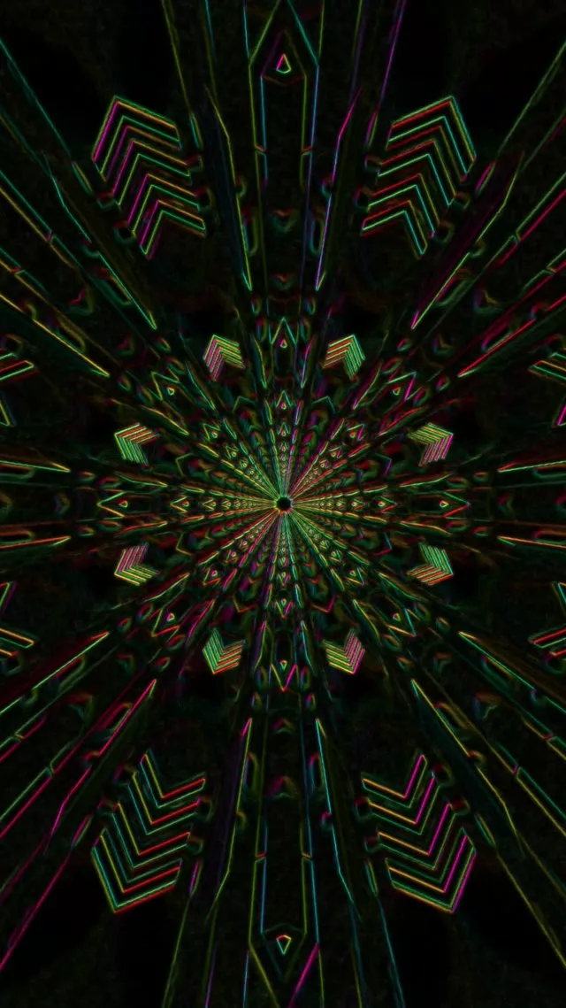 neon tunnel purple mandala 9:16 reels 60fps screensaver motion background