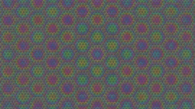 4K UHD 60fps Screensaver PC - Pulsing Magenta Cyan Gold Hexagon Kaleidoscope VJ Loop