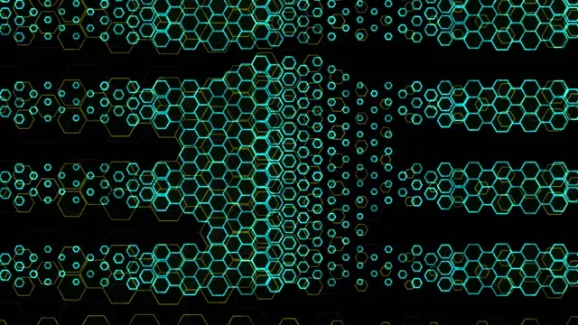 4K UHD 60fps Screensaver PC VJ Loop Cyan Hexagons