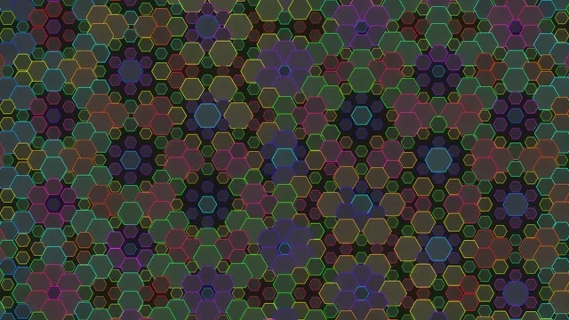 4K UHD 60fps Screensaver | Pulsing Hexagon Magenta Cyan Gold VJ Loop