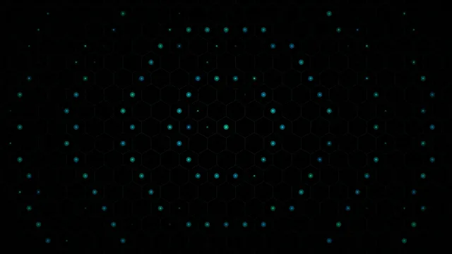 4K UHD animated cyan hexagon network nodes on dark background