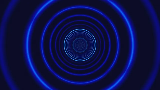4K UHD blue neon concentric circles tunnel motion background