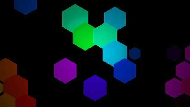 4K UHD colorful hexagon motion background with geometric shapes