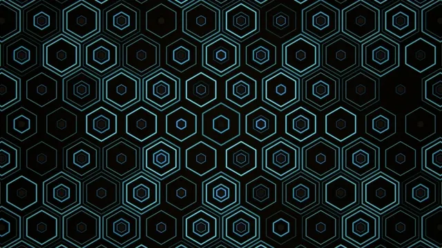 4K UHD cyan neon hexagon pattern seamless loop for broadcast