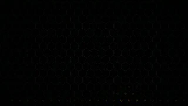 4K UHD Dark hexagonal pattern with floating gold hearts animation