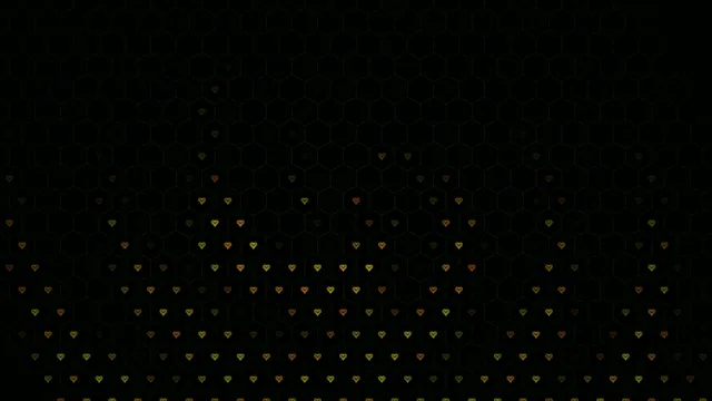 4K UHD elegant golden hearts hexagon motion background loop