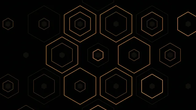 4K UHD geometric hexagon motion background with gold outlines