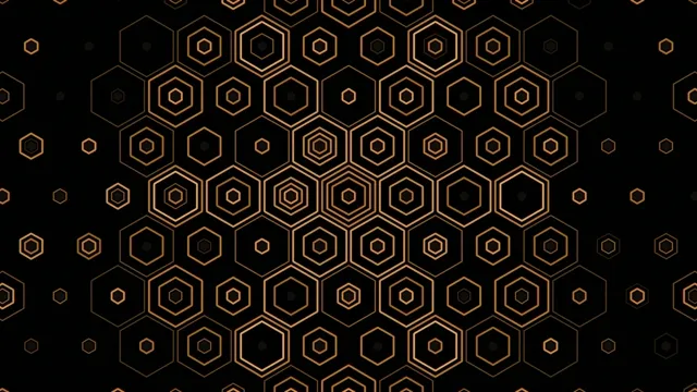 4K UHD gold hexagon geometric motion background for broadcast