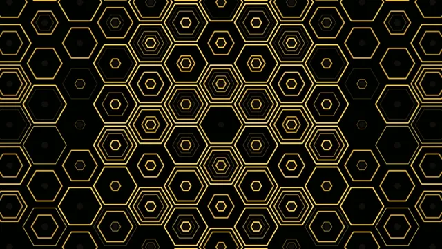 4K UHD golden hexagon honeycomb animated motion background
