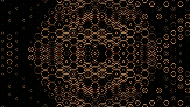 4K UHD Hexagon honeycomb motion background with gold geometric patterns