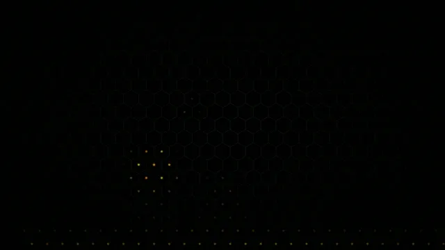 4K UHD hexagonal grid motion background with golden particles