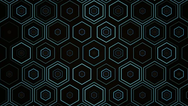 4K UHD neon cyan hexagon pattern loop widescreen background