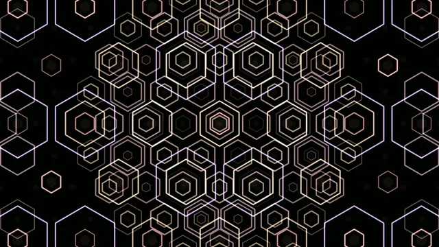 4K UHD neon hexagon geometric motion background for broadcast