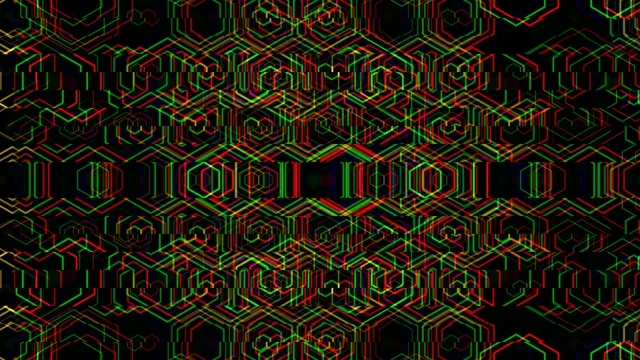 4K UHD neon hexagon grid motion background for broadcast and streaming